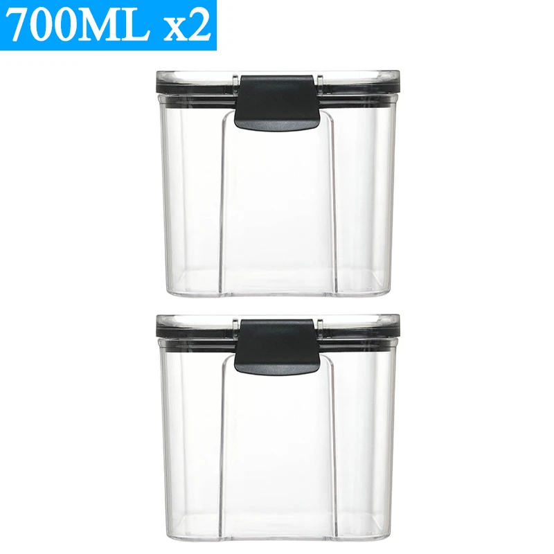 Stackable Transparent PET Plastic Food Storage Containers Set (460-1800ML, 2-4 Pieces) - Kitchen Dry Goods and Noodles Sealed Organizer