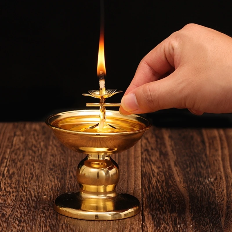 Dimmable Lamp Holder Alloy Oil Lamp Dish Cooking Oil Butter Home Worship Ever-burning Lamps Indoor Use Dimmable Lamp Holder