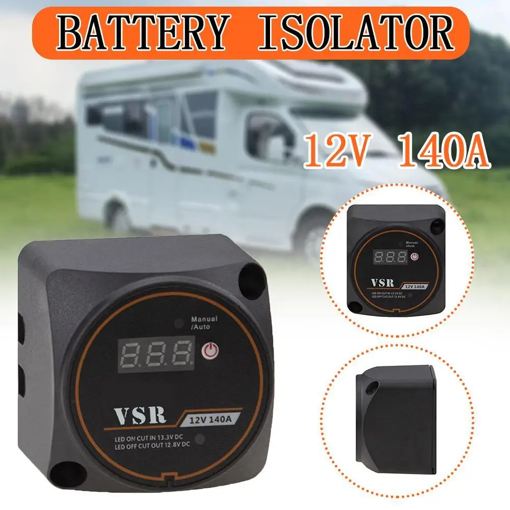 

RV Digital Display Voltage Sensitive Split Charge Relay VSR 12V 140A For Camper Car Yacht Steamer Smart Dual Battery Isolator