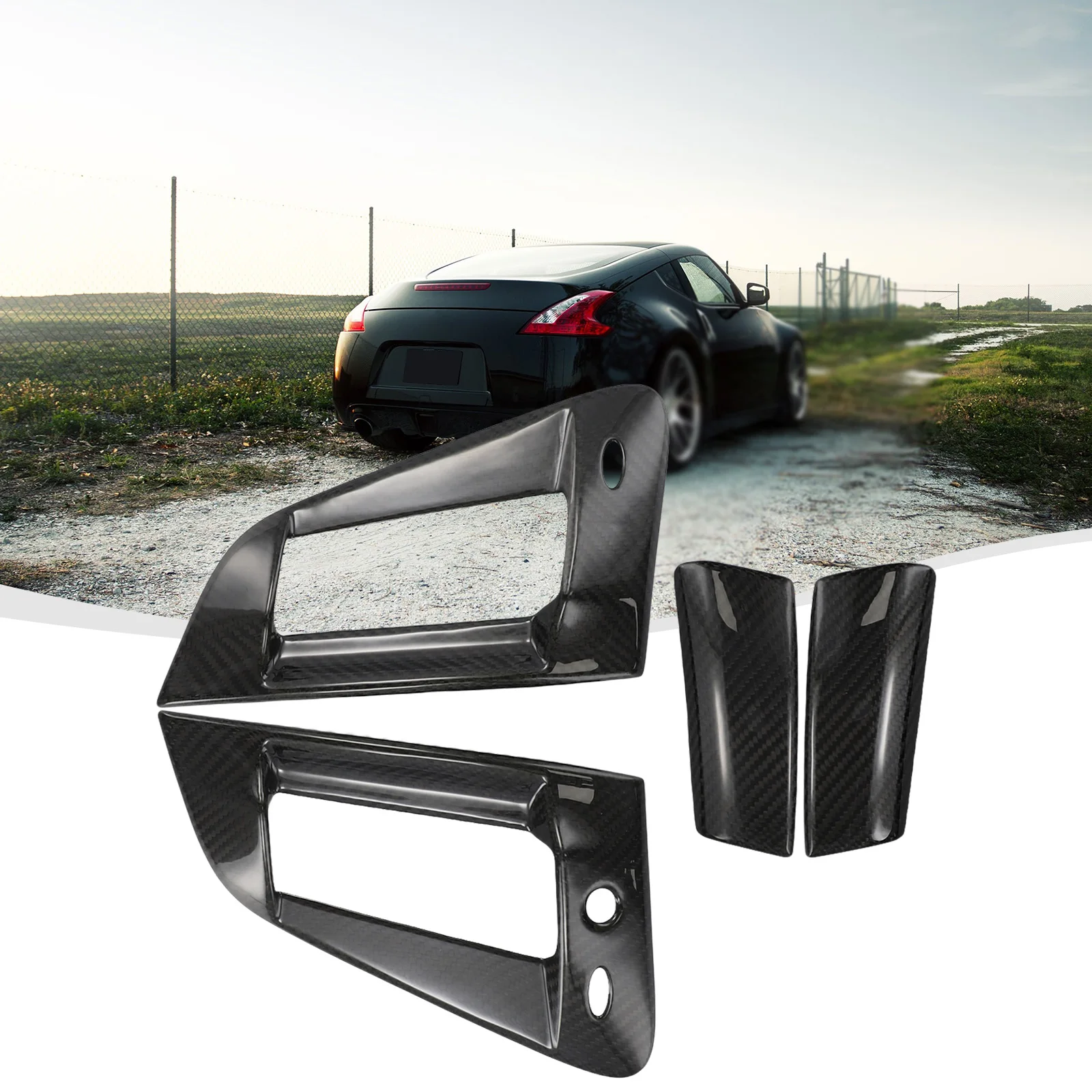 

Door Handle Covers Automobiles Equipment Exterior Decor Decorate Durability Fiber Long Service Life Real Carbon