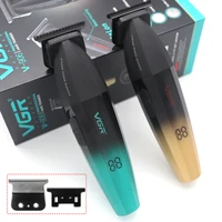 VGR V-906 Zero Gapped Ceramic Blade Professional Trimmer Machine for Men Full Metal DLC T-Blade Finishing Machine LED 9000RPM 1