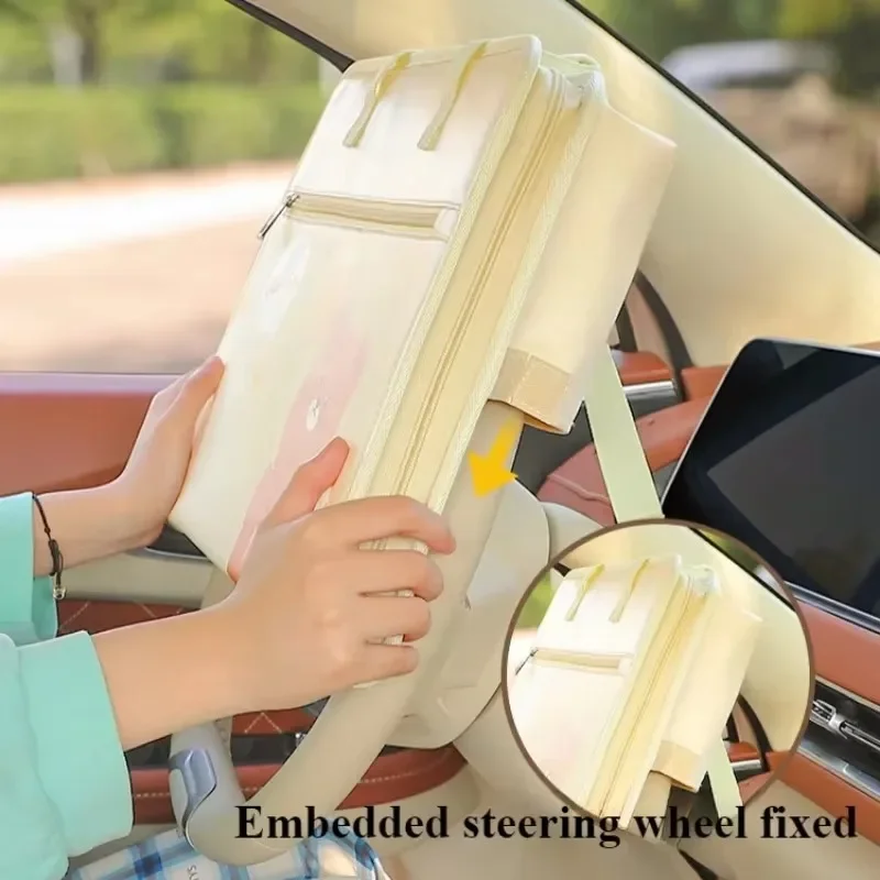 Car Backseat Organizer with Foldable Food Computer Tray for Kids & Adults Cartoon Bear Bunny Dinosaur Hanging Car Organizador