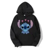 Disney Stitch Cartoon Anime Women Pullover Spring Autumn Men Oversized Hoodie 2024 Fashion Casual Couple Sweatshirt Clothes Tops 3