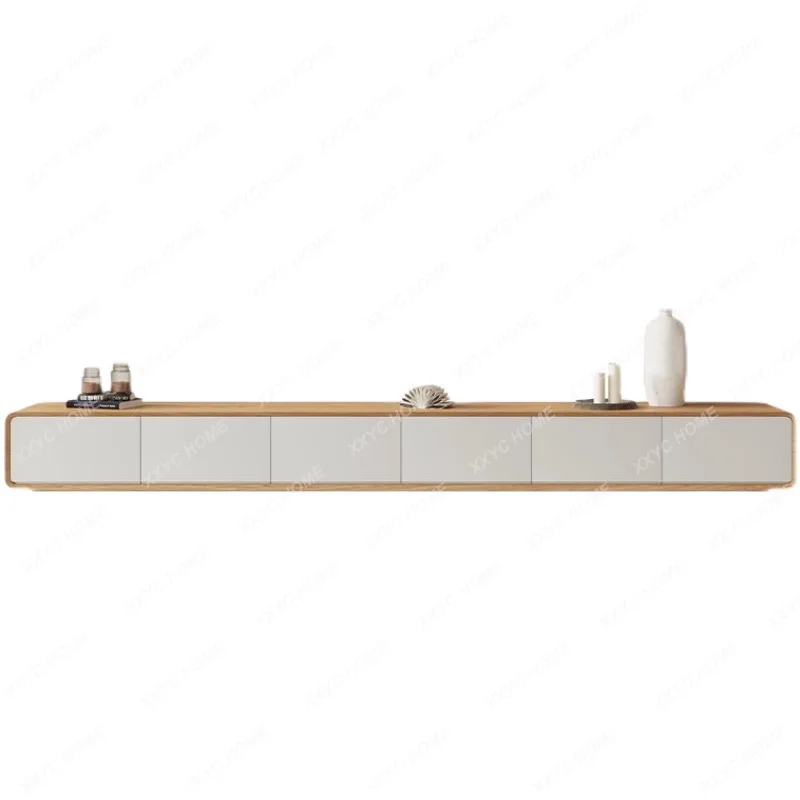 Coffee Table Combination Nordic Minimalism Living Room Hanging Large and Small Apartment Type Log Wind TV Stand