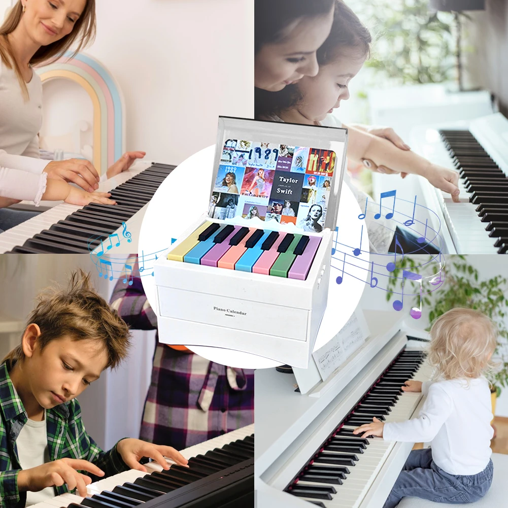 BT Piano Calendar 15 Keys Versatile Dustproof Mini Piano Calendar Playable Desk Desktop Peripheral Ornaments