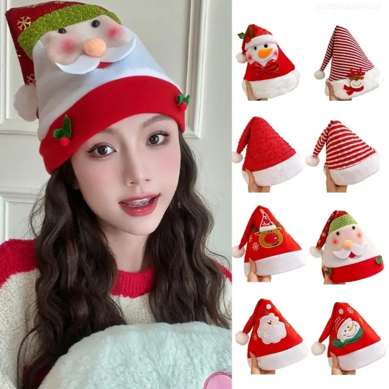Lovely Christmas Pattern Hats Children Teen Adult Hats Stage Performances for Christmas Celebrations and Festives F1FB