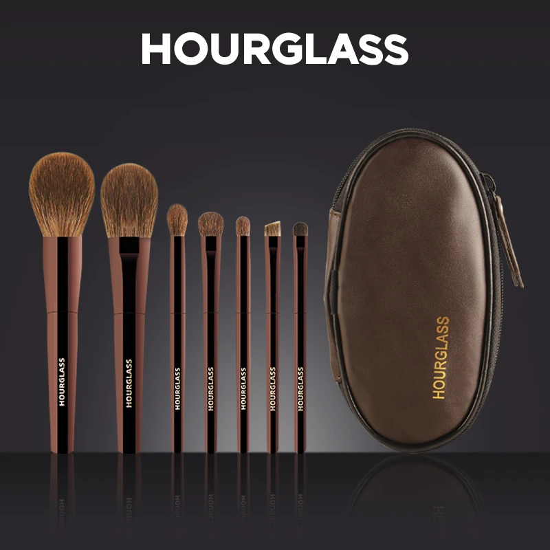 HourglassMakeupBrushSetPortable7PcsHighQualitySoftAnimalHair