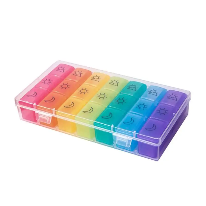 Portable 21 Grids Pills Box Holder Tablet Pill Case Medicine Storage Organizer Healthy Care Tool Rainbow Color