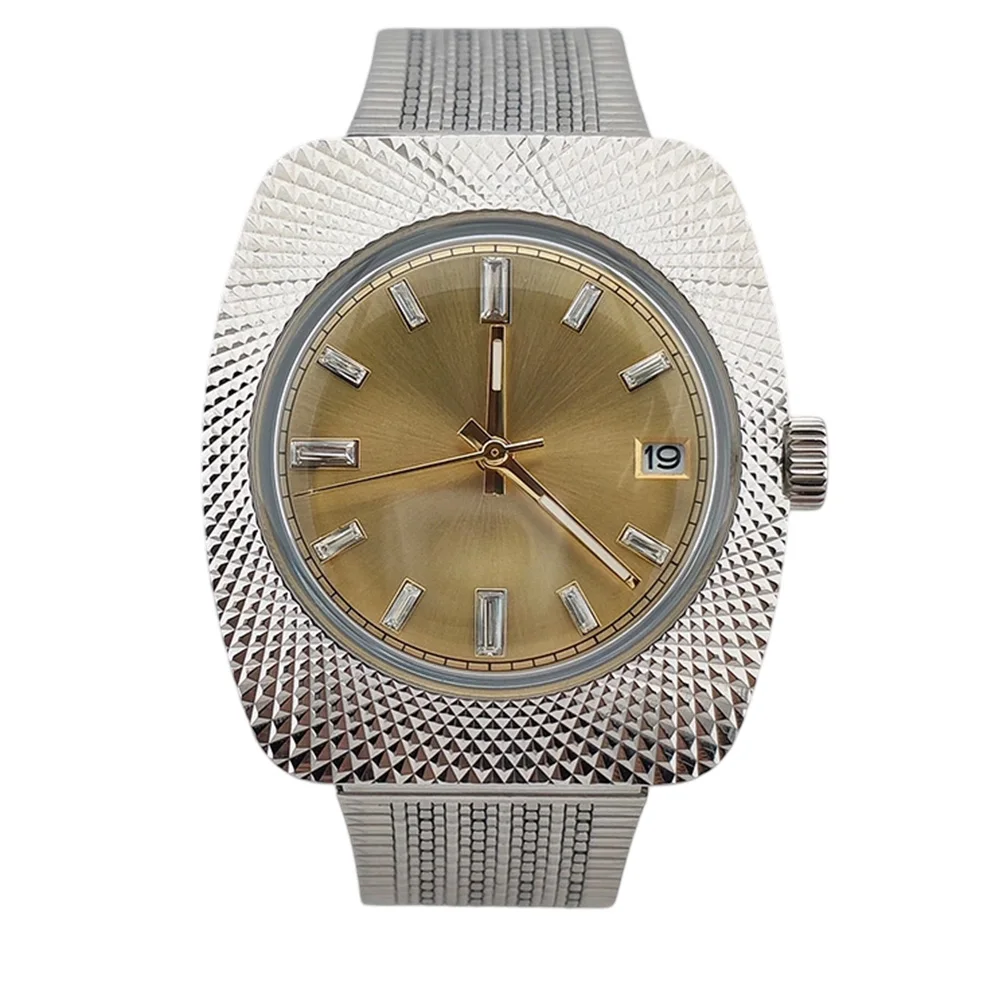 New Men's Watch with Metal Texture 36.5mm Stainless Steel Acrylic Glass Waterproof Case 28.5mm dial fit Automatic Movement