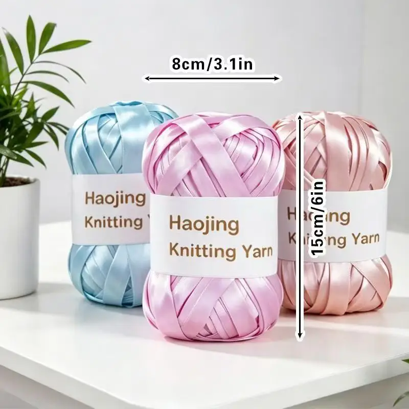 25mm 소프트 새틴 원사 손뜨개 가방, 모자, 컵받침, 작은 장식품 등 광택이 나는 느낌, 100g 두꺼운 실