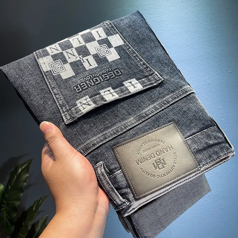 New Jeans Men'S Trend Stretch Slim Straight Leg Men'S Pants Fit Comfortable Waist Wash Fashion Black Denim Pants