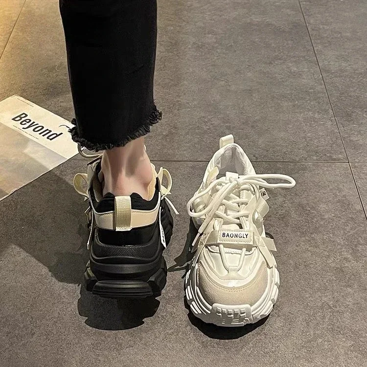 Lace Up Sports High on Platform Women's Athletic Shoes Sneakers Korean Offers Stylish Vulcanized Shoe Quality H Ladies Footwear