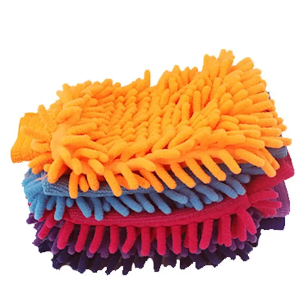 Car Wash Gloves Chenille Coral Fleece Gloves Washing Wiper Car Cleaning Towel Auto Dust Washer Mitt Cleaning Accessories car cleaning gloves