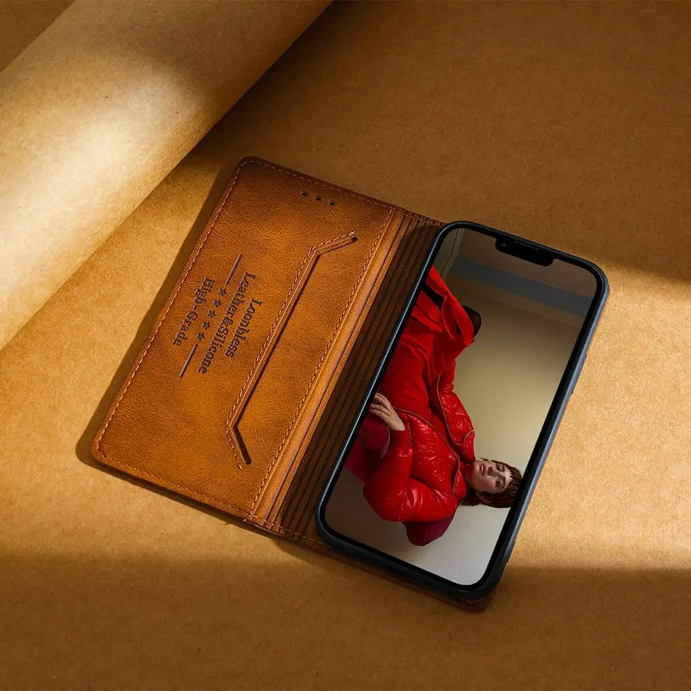 Magnetic Stand Shockproof Leather Phone Case Cover