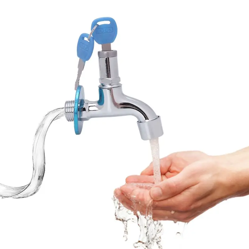 

Outdoor Anti-theft Sink Faucet With Lock Key Single Handle Lockable Household Washing Water Tap