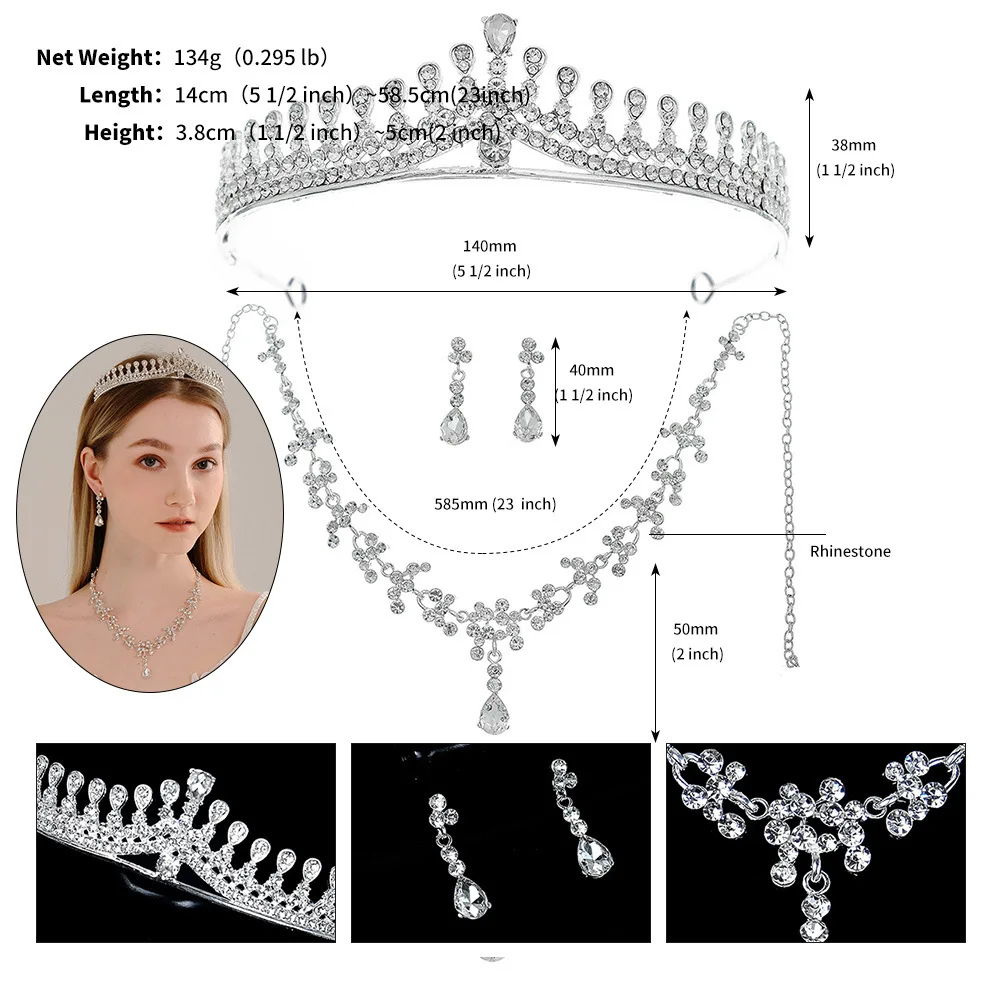 Crown Tiaras Set Headbands Headpiece Crystal / Rhinestone Alloy Wedding Party / Evening Retro Sweet With Necklace Earrings Set