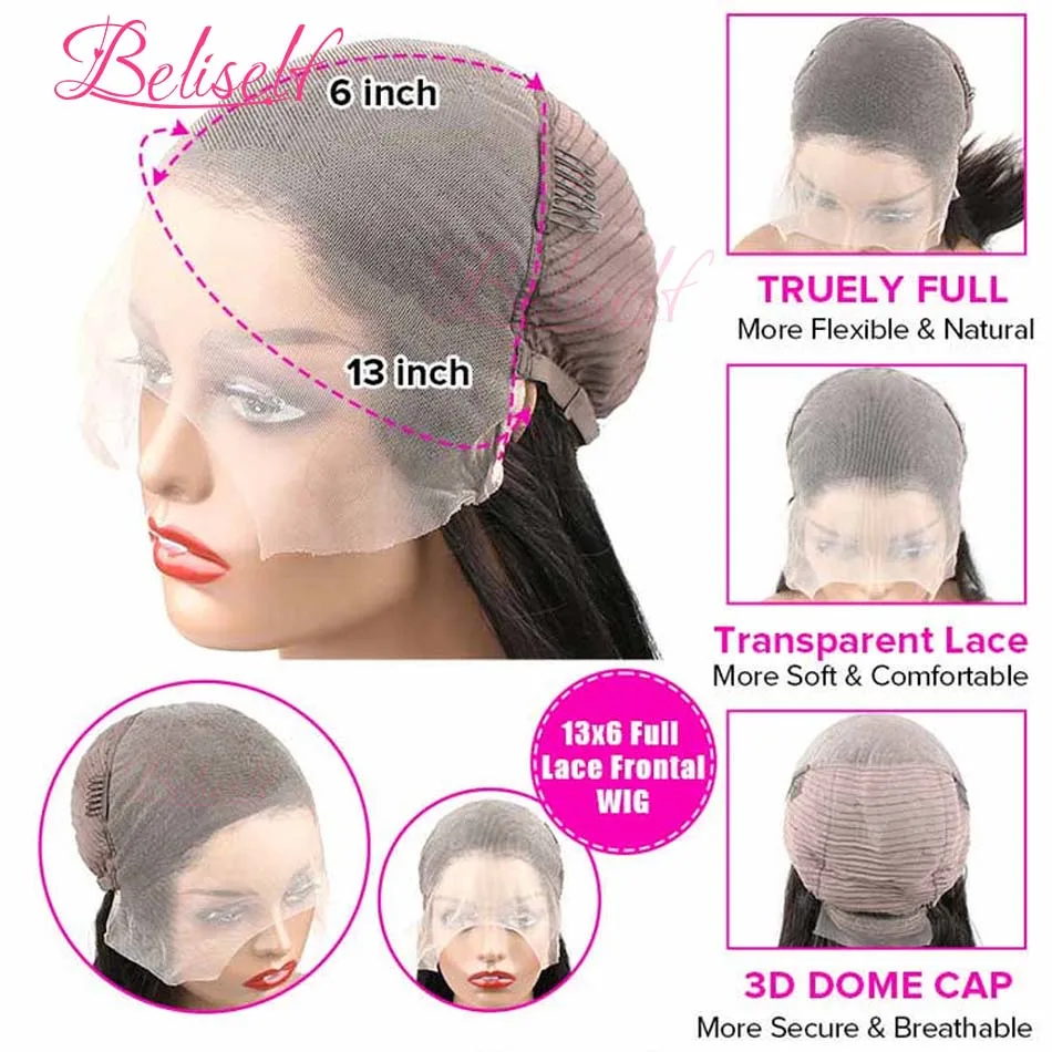 Human Hair Wig 13x6 HD Lace Frontal Wig Bone Straight Human Hair Wigs Pre Plucked HD Lace Wig 13x6 Human Hair Full Frontal Wigs Beliself