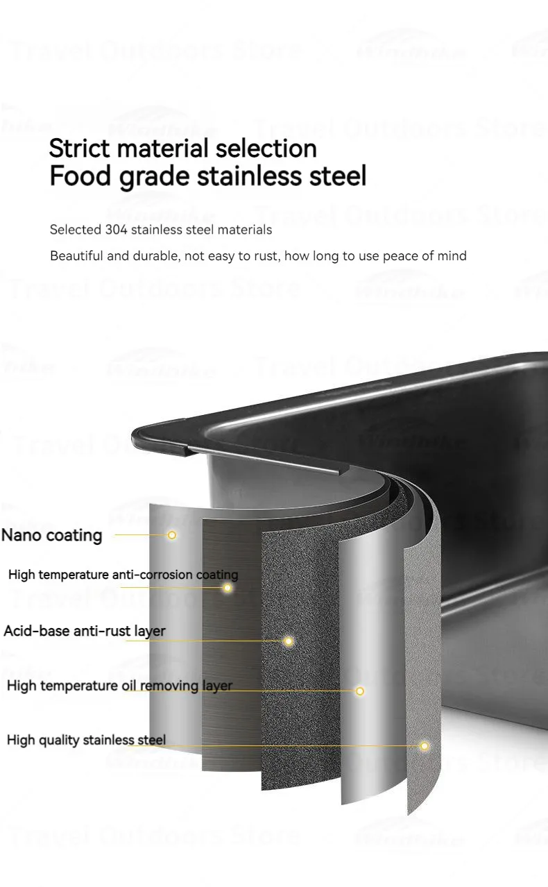 Naturehike IGT Table Sink Camping Portable Kitchen Supplies Filter 6L Wash Basin 304 Stainless Steel Picnic Storage Basin