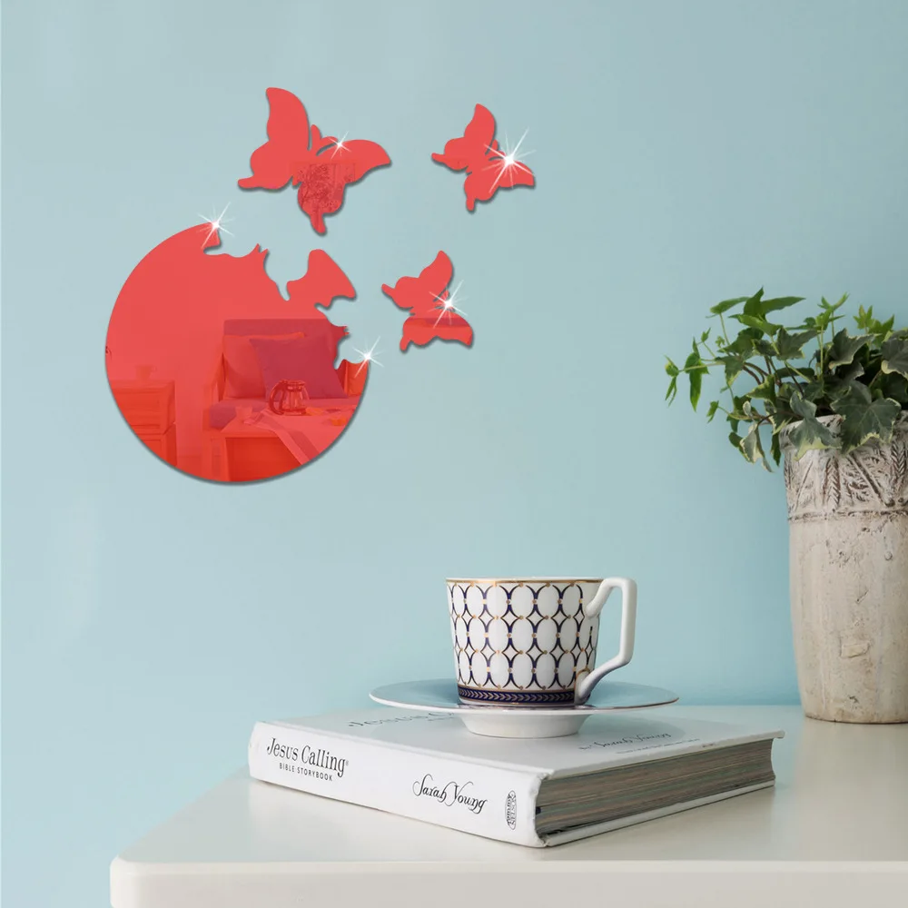 Acrylic Butterfly Wall Sticker Mirror Self-adhesive 3D Decoration Home Background Painting