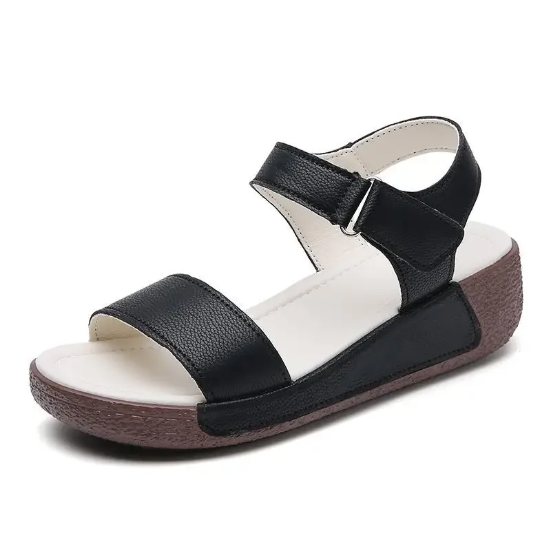 

Summer Elegance Luxury Women's Sandals Genuine Leather Flat Women's Sandals Soft Bottom Non-Slip Mom Shoes Korean Style