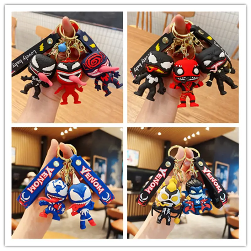 

Marvel Anti Hero Venom Keychains Cute Deadpool Silica Gel Keyrings Cartoon Avengers Superhero Pendant Keyholder Disney Jewelry