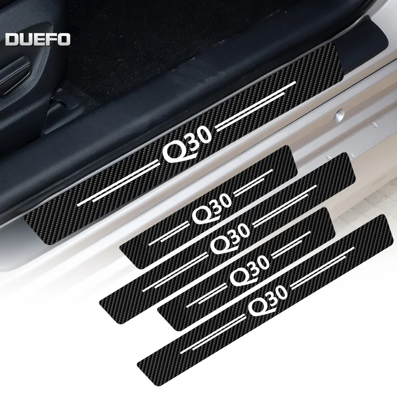 자동차 문틀 문턱 탄소 섬유 스티커, 인피니티 Q30 액세서리, 자동차 스커프 플레이트 보호기, 스크래치 방지 스티커, 4 개