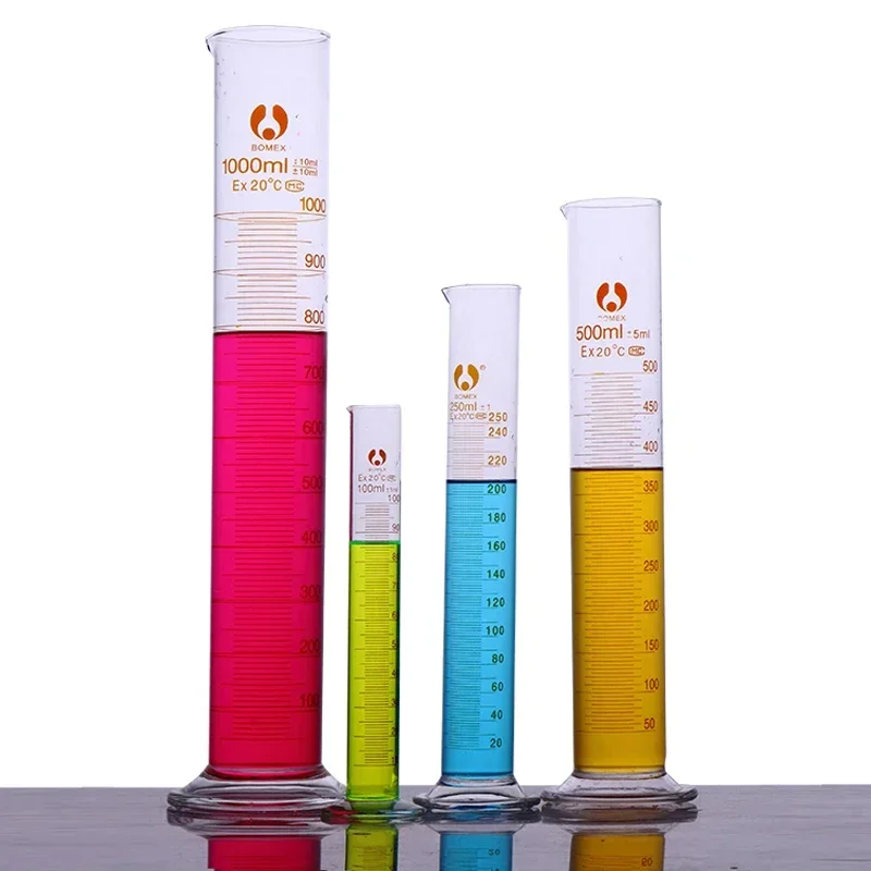 1PCS New Professional Thick Glass Graduated Measuring Cylinder Set 5ml 10ml 25ml 50ml 100ml Measuring Cylinder Kit for Lab Suppy
