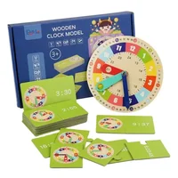 Wooden Clock Toys Card Matching Game Clock Model Teaching Aid Montessori Learning Clocks Cultivating Time Concept Teaching Toy 2
