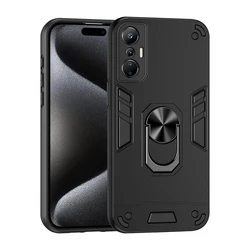 Shockproof Hard Armor Case with Magnetic Ring Holder for Infinix Hot 20I (Black)