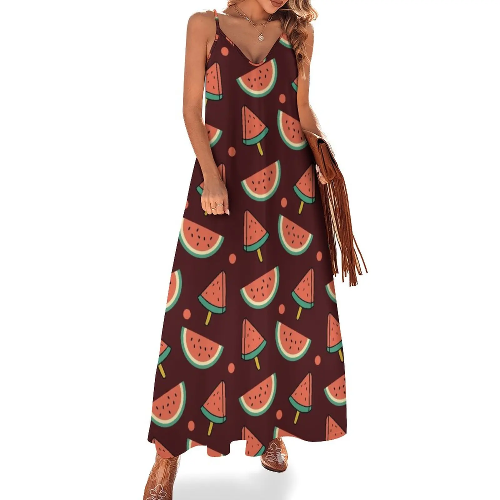 

New Watermelon Seamless Pattern Sleeveless Dress elegant dress elegant dresses plus sizes summer women's suit