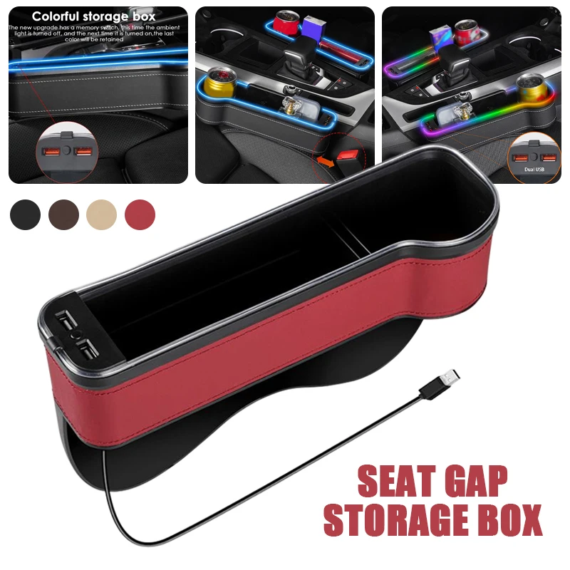 Neue Dual USB Lade Auto Spalt Füllstoff LED Sitz Lücke Organizer Tasche  Catcher Auto Zubehör Schlüssel Telefon Tasse Halter Lagerung box -  AliExpress