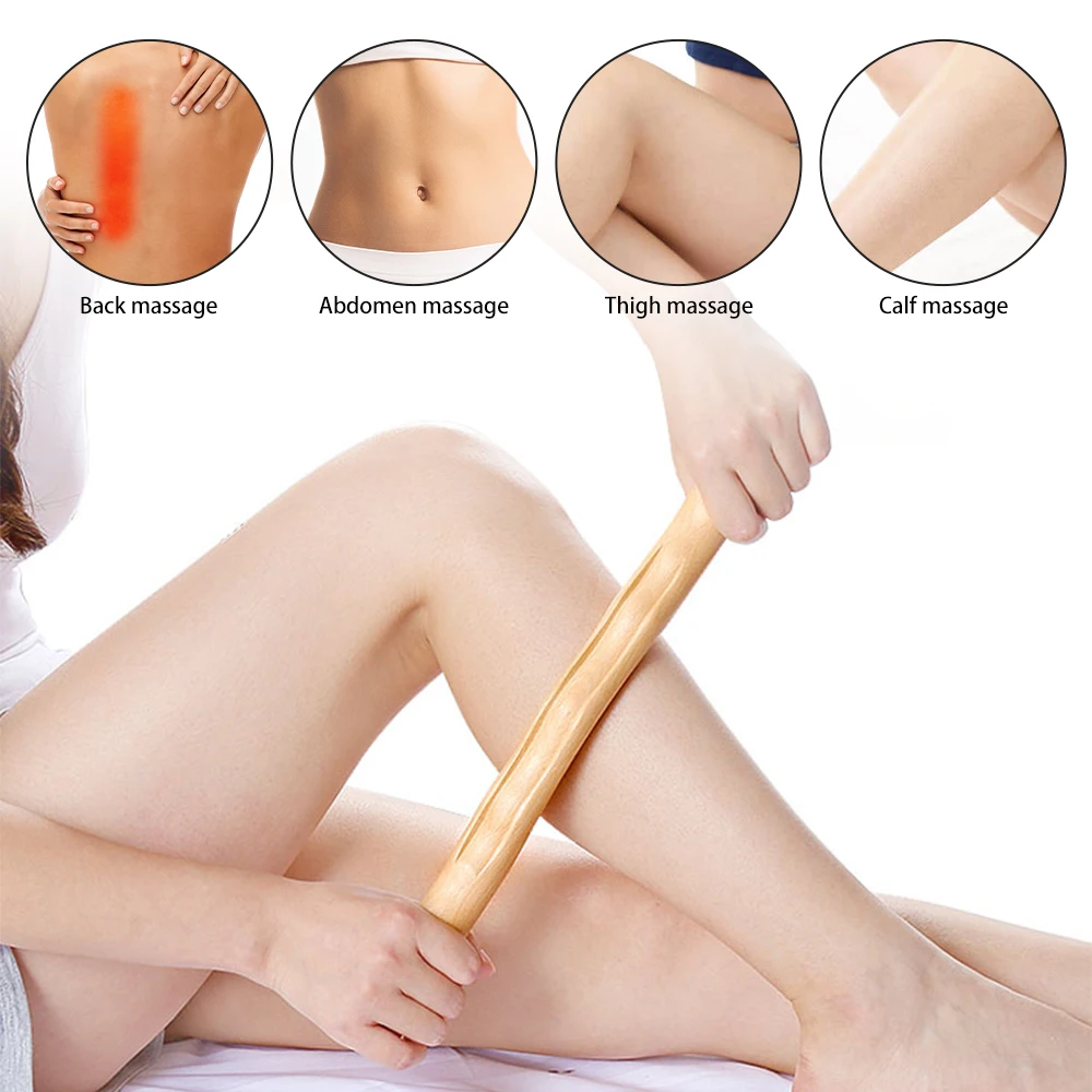 Wooden GuaSha Stick Lymphatic Drainage Massager Fat Burner Meridian Cellulite Scraper Body Slimming Neck Back Relax Therapy Tool