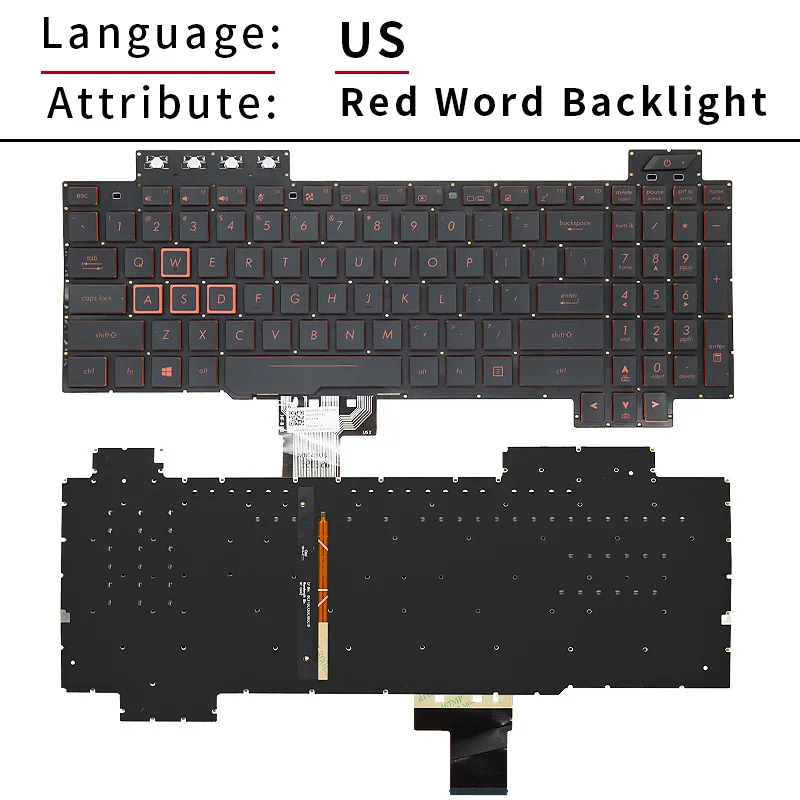 New Eua Russo do Teclado do Portátil com Luz de Fundo para Asus Tuf Fx80 Fx504 Fx80g Fx80gd Fx504g Fx504gd Fx504ge Fx80ge Fz80g Fx505 - Imagem 6