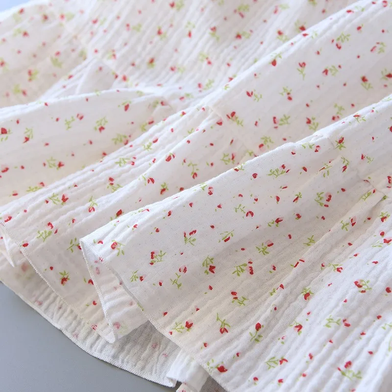 New Fashion Floral Print Long Nightgown Women's Nightgown pure cotton Lingerie Comfortable Summer Nightwear Casual Home Wear Hot