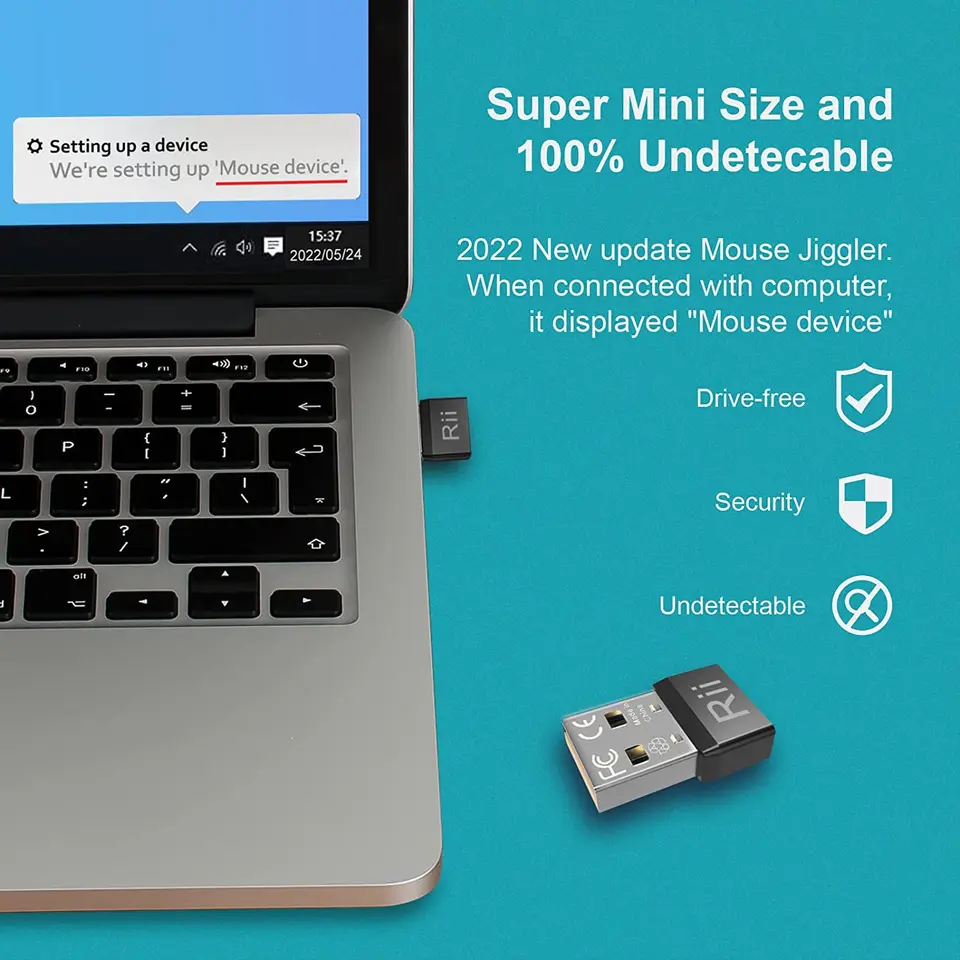 Rii RT301 USB Mouse Jiggler,Undetectable Mouse Mover Automatic Computer Mouse Mover Jiggler,Keeps Computer Awake,Simulate Mouse