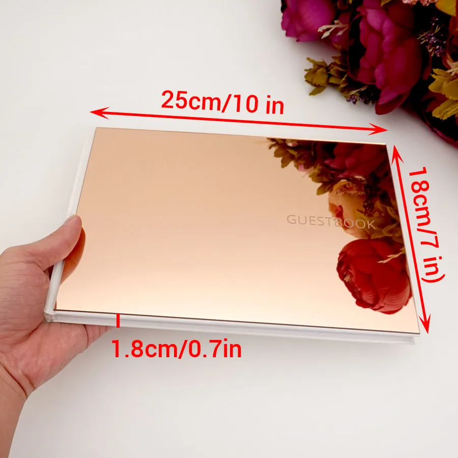 Acrylic Mirror Cover White Inner Sheets Wedding Guestbook Party Gift Horizontal 2 Style Minimalist Design Party Signature Book