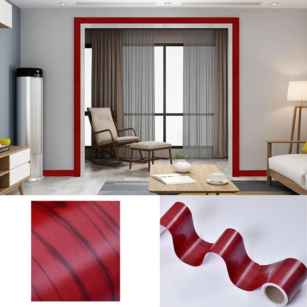 5CM/10CMx10M Wood Grain Border Sticker Waterproof PVC Self-Adhesive Peel-And-Stick Mirror Frame Kitchen Bathroom Wall Bor 1 Roll wall stickers self adhesive stickers kitchen wall sticker waterproof wall tape