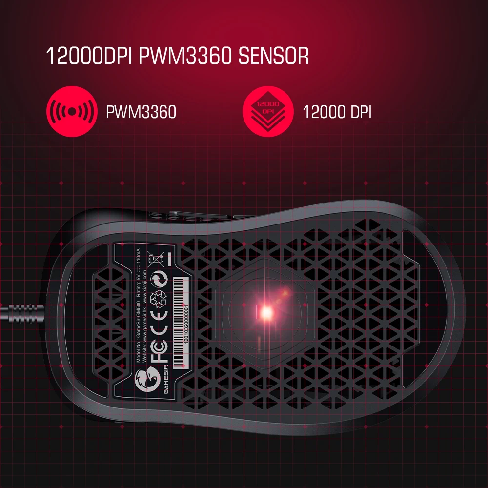Wired Gaming Mouse Super Lightpeso pc Mouse Pmw33600 Sensor Óptico 12000 Dpi para Windows 10 11 Gamesir-gm500 - Imagem 6