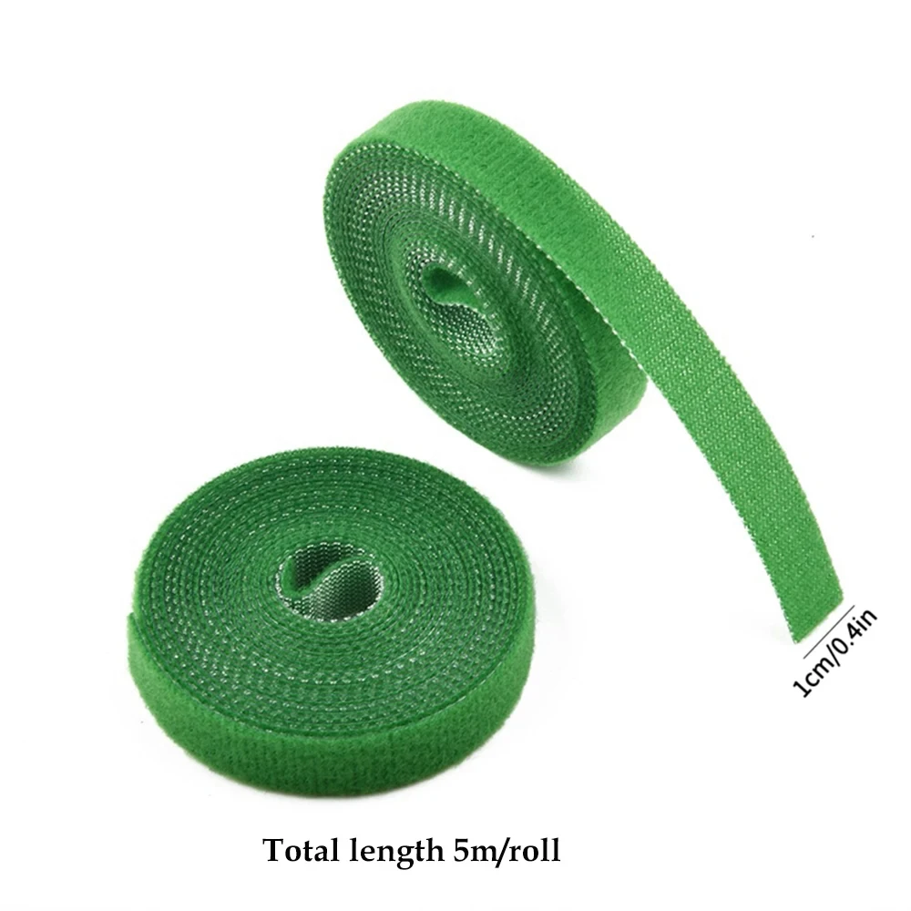 Plant Ties 5M Nylon Reusable Hook Loop Ties Green Fastener Tape Bamboo Cane Wrap Support Home Garden Accessories