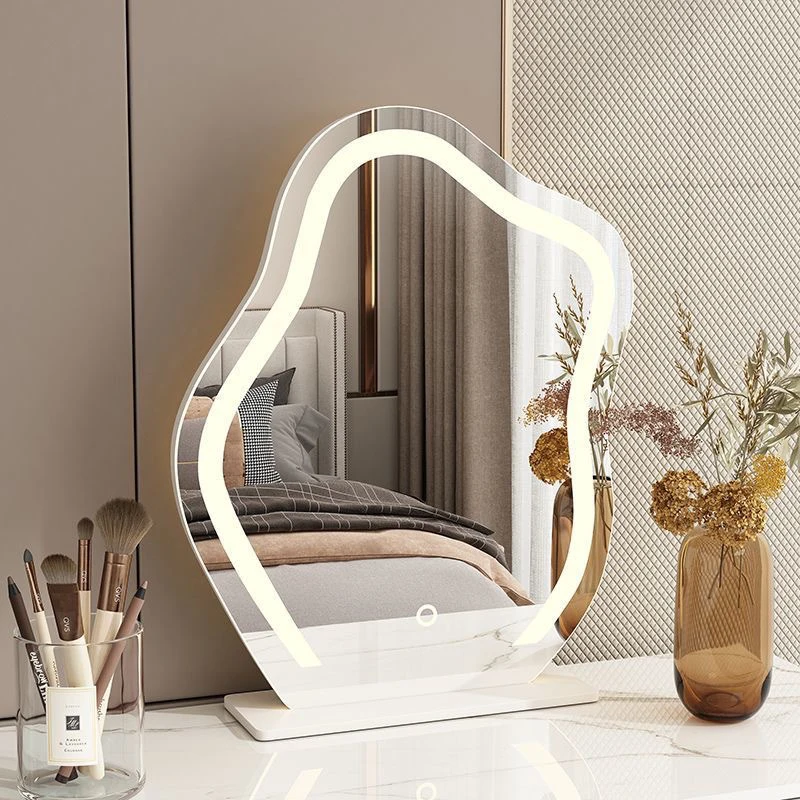 

Desktop makeup mirror, LED light, dressing table, irregular makeup mirror, ins style intelligent beauty desktop cloud mirror