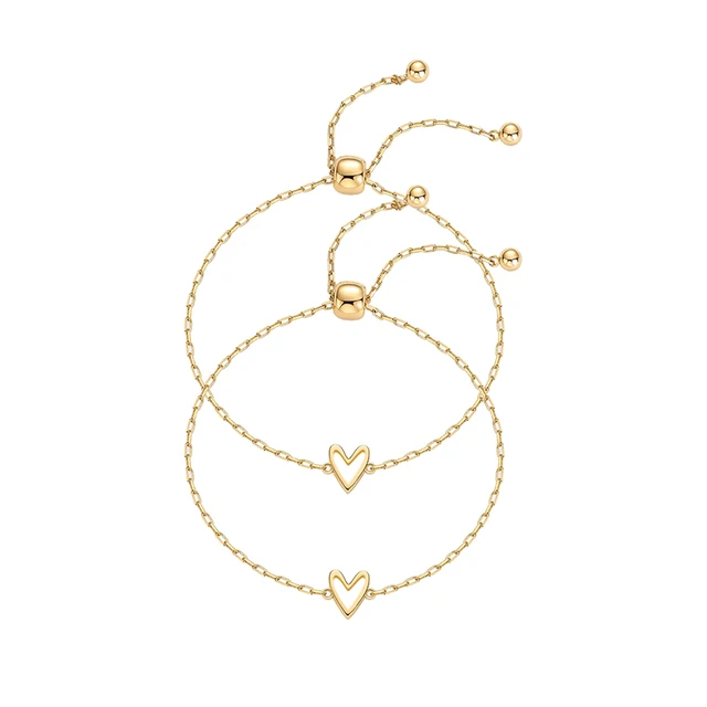 97001-4a3125.jpg Ensemble de bracelets solitaires en forme de cœur pour femmes, mère et fille, en acier inoxydable plaqué or 14K, cadeaux de bijoux d'amitié, 1 à 3 pièces