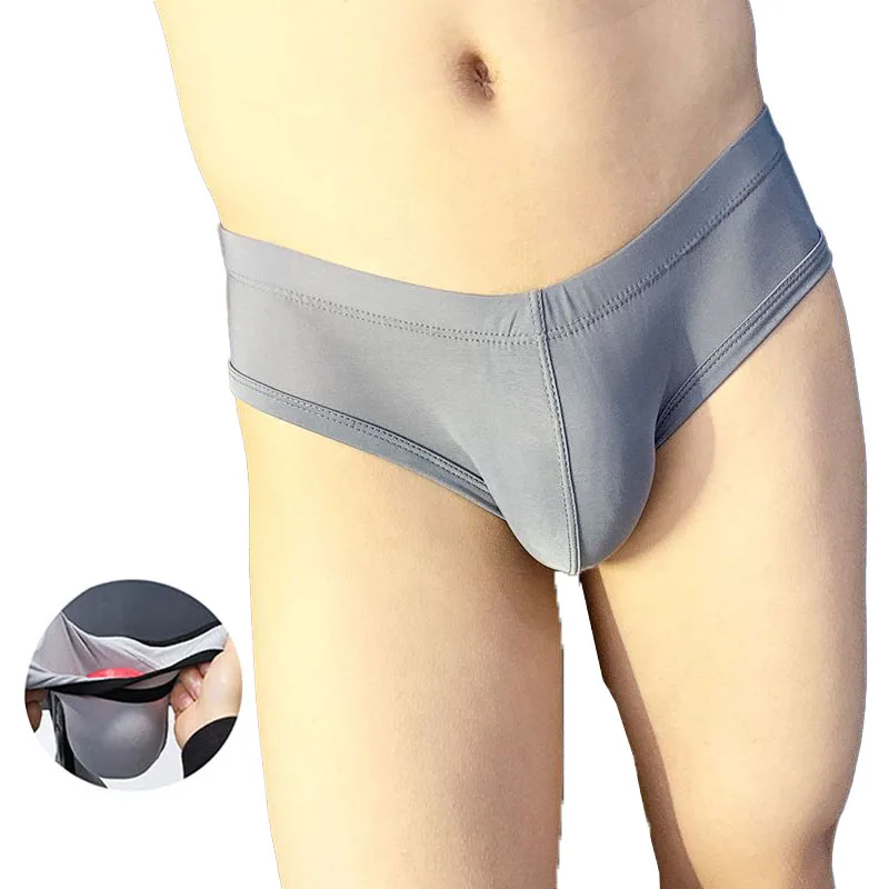 Men Underwear U Convex Sexy Thin Breathable Briefs Summer Ice Elastic Big Cock Boxers Gay U-Convex Dick Boxers Low Waist T-Back