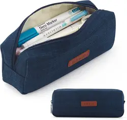 Stylish Multifunctional Canvas Pouch for Students and Professionals (Navy)