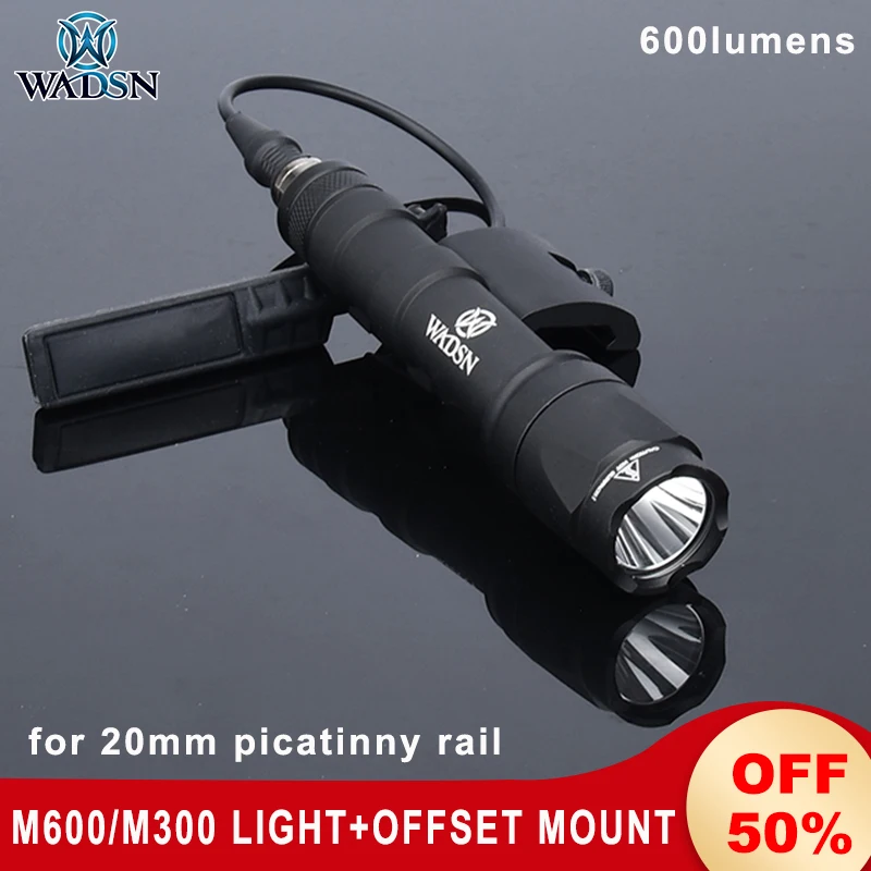 

Wadsn M600C M300A Tactical Flashlight M600 Scout Light Offset Mount For Picatinny Rail Base AR15 Airsoft Hunting WeaponLight