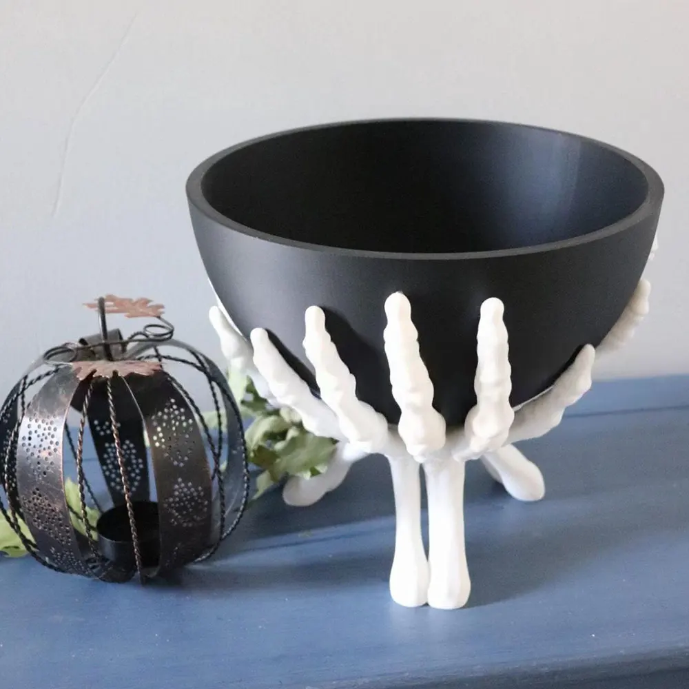 Halloween Candy Bowl Gothic Skeleton Hands Candy Storage Holder Multifunctional Halloween Organizer Holder Scary Home Decoration 3