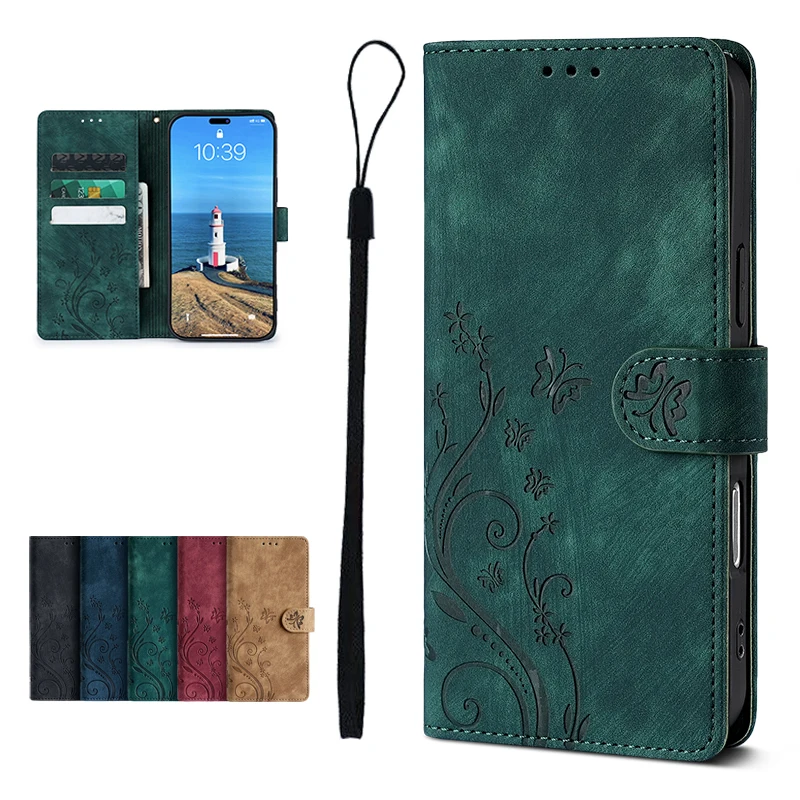 Luxurious Flip PU Leather Phone Case with Fashionable Carved Design
