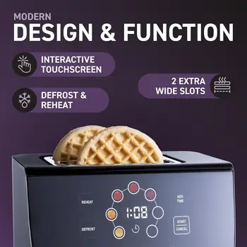 Touch Screen Display Smart Toaster, 2 Slice with 8 Bread Type and 7 Browning Modes, Automatic Lowering and Raising, Dig 4