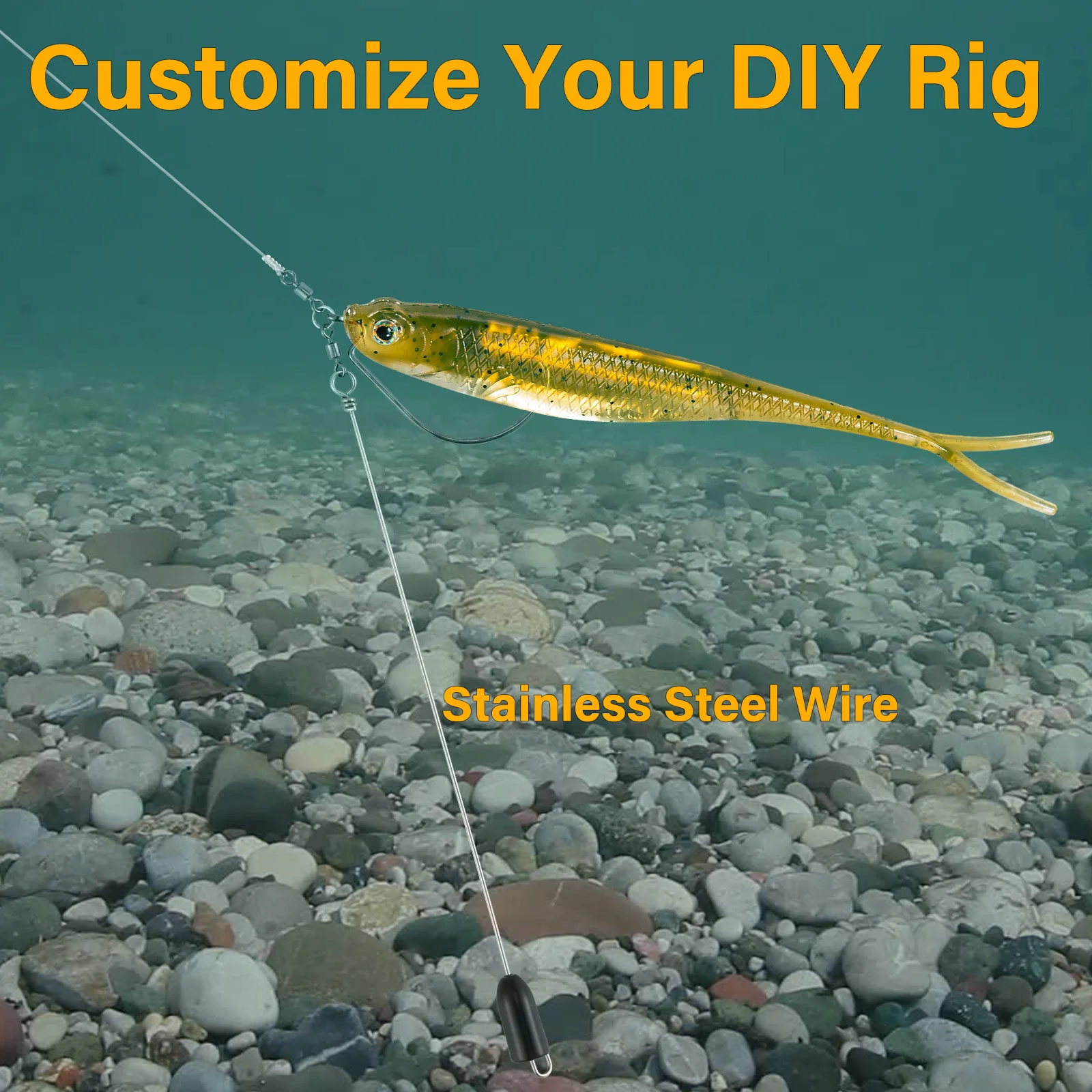30pcs Fishing Spinner Wire Shaft,Lure Making Supplies,Spinnerbait Looped Wire,for Tokyo Rig Freshwater Trout Bass,Stainless Stee