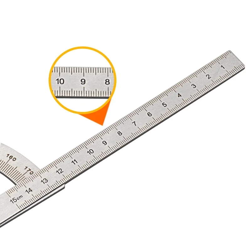 180 Degree Adjustable Protractor Stainless Steel Angle Gauge 0-100mm/14mm/15mm Round Head Caliper Measuring Ruler 2