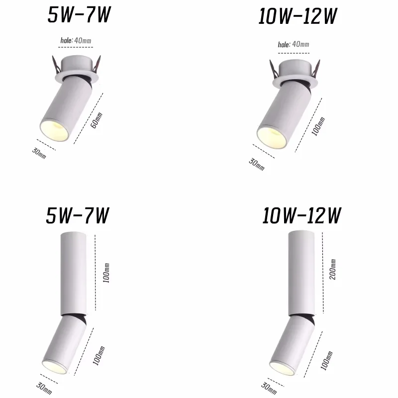 Recessed COB Spotlights Ceiling Anti-glare 5W 7W 12W 360&deg; rotation 12-50&deg; Adjustable focus Dimmable AC85-265V Interior lighting led downlight recessed ceiling spotlight ceiling lamps